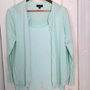 NWOT Lord & Taylor sweater + shell set  Size 1X.& 0X  Pastel Aqua, Tee